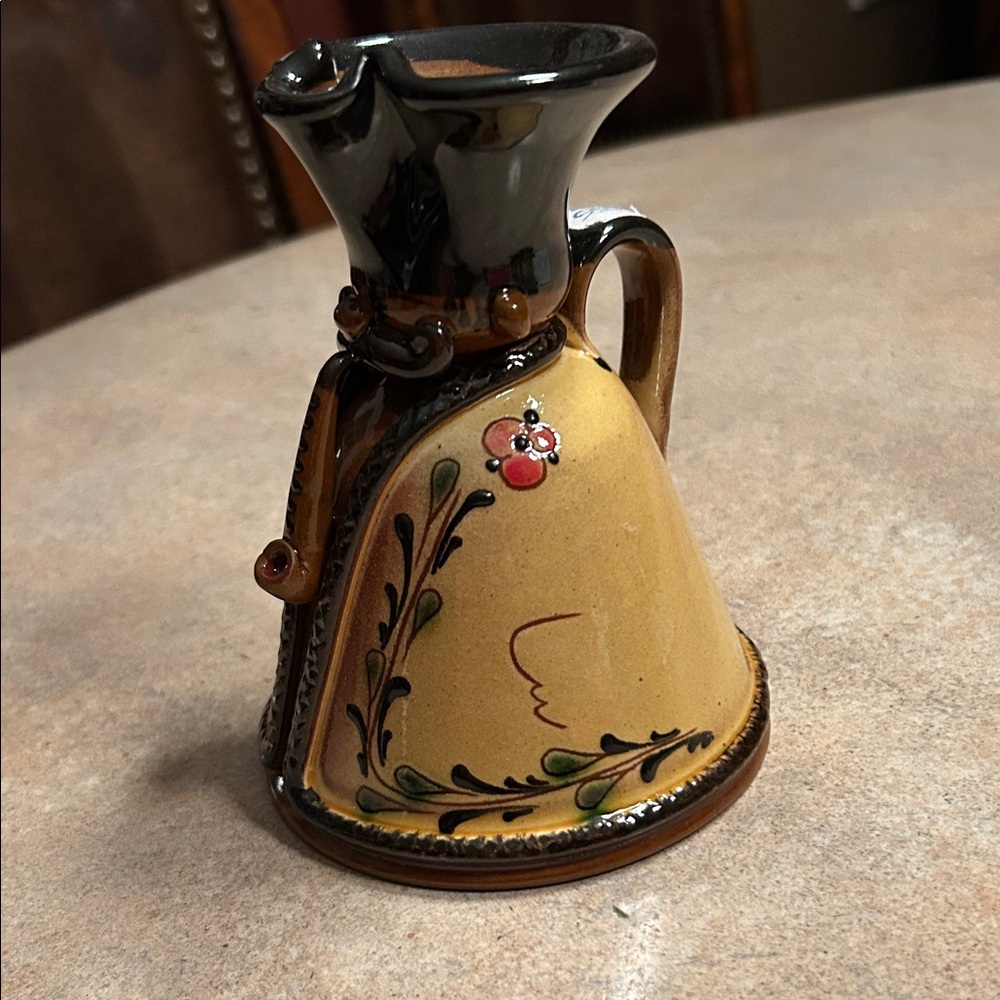 Handcrafted Ceramic Vase with Black and Brown Accents